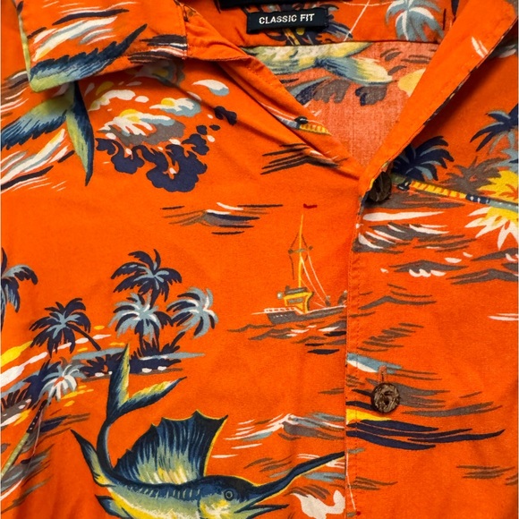 Polo Ralph Lauren LOUD Hawaiian Tropical Shirt Sea Fish Orange XXL - Picture 3 of 6